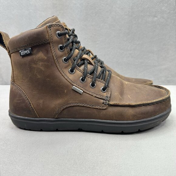 LEMS Boulder Boot Mens Size 10 Boots Weathered Umber Leather Waterproof Hiking - Picture 1 of 8